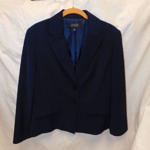New Navy Blue Kasper Blazer Jacket with Faux Pockets (Size 14 Women's)